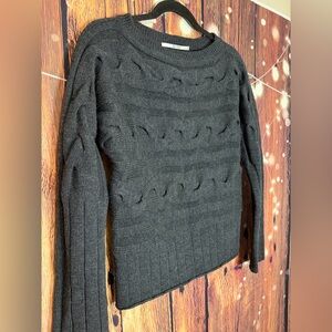 Part Two 100% Wool Dark Gray Cable Knit Sweater